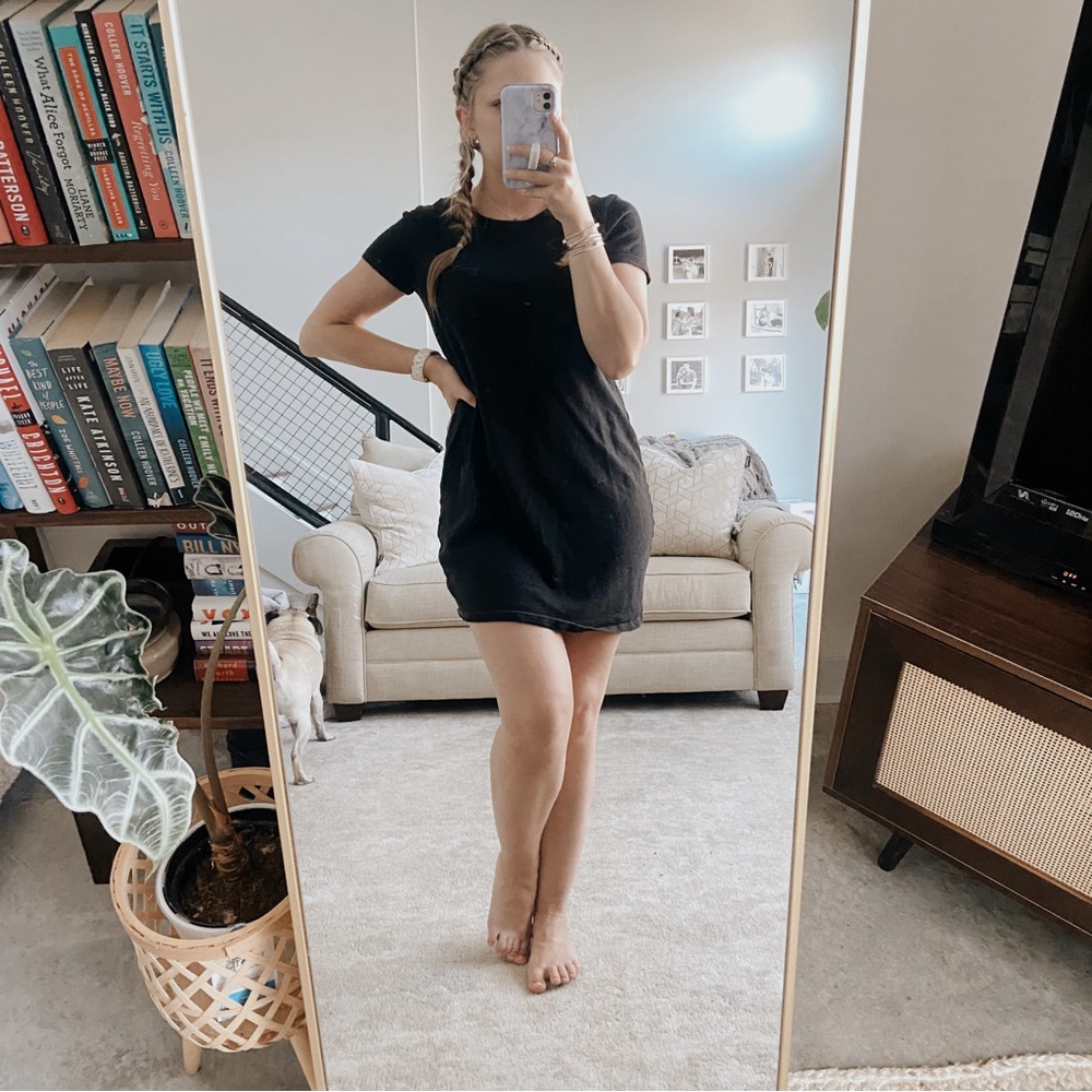 Old Navy Black Short Sleeve Knit T-Shirt Dress
